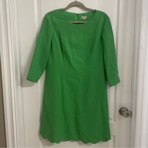 Daniel Cremieux Vibrant Green 3/4 Length Sleeve A-line Boat Neck Dress Size 10